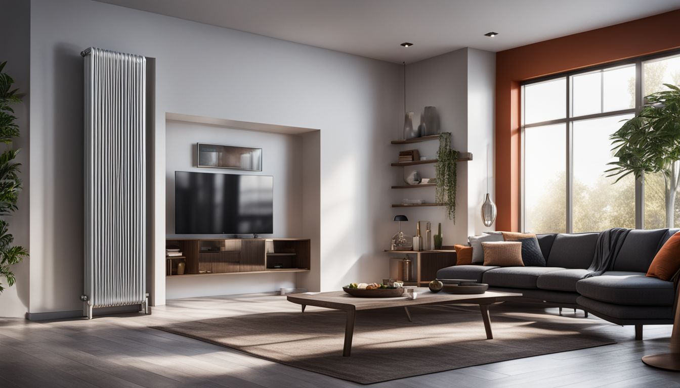 Nowoczesne grzejniki w nowoczesnym salonie.