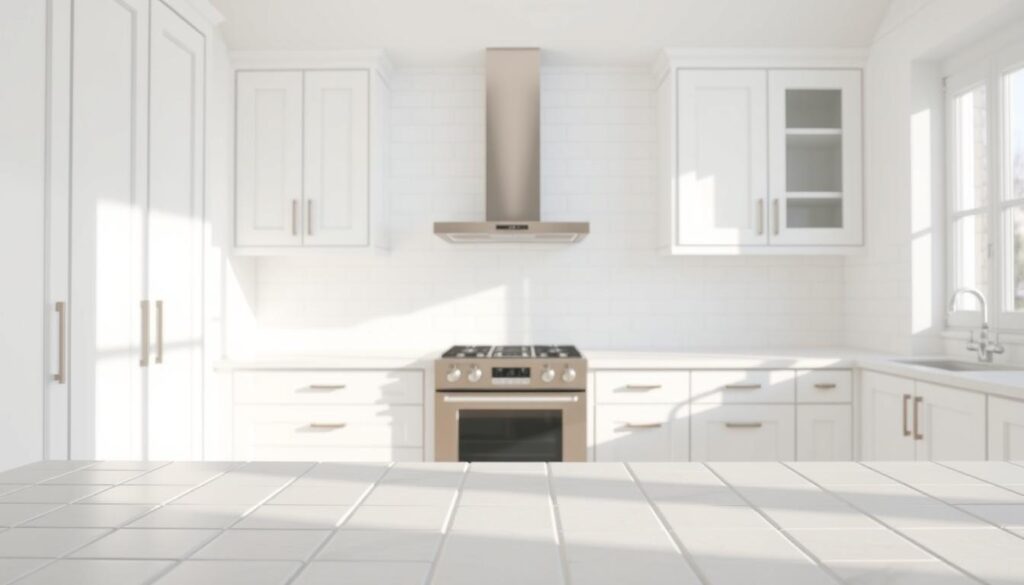 płytki białej kuchni