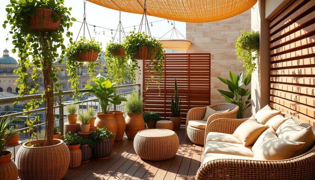 naturalne materiały na balkon