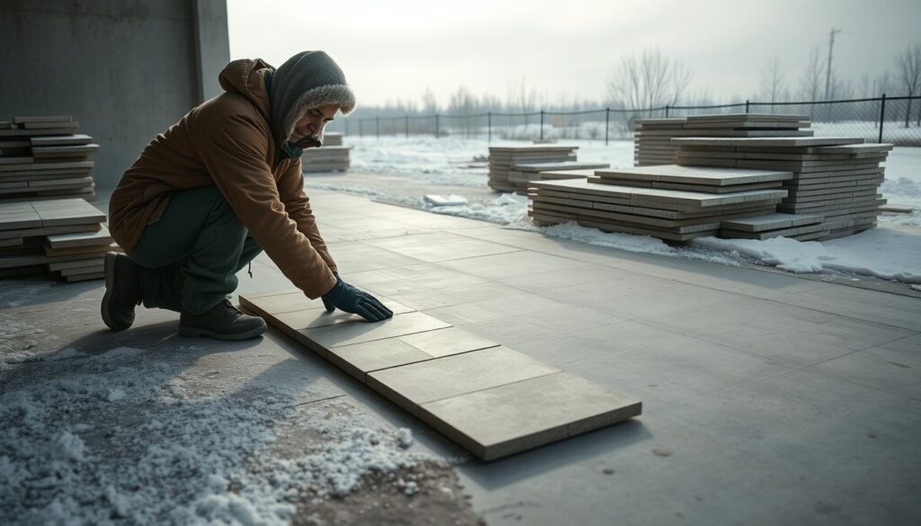układanie płytek zimą