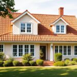 Brązowy dach białe okna jaka elewacja